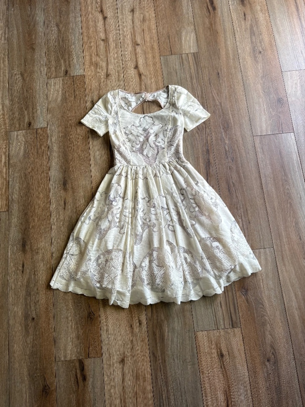 TRACY REESE Anthropologie IVOIRE DRESS Lace Portrait Cut-Out Back Women’s